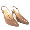 Golden beige high heel slingback shoes with pointed toe from GANNI for women, elegant and stylish footwear for chic fashion outfits.