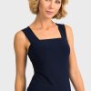 Elegant navy sleeveless top, stylish women’s fashion essential, perfect for casual or office wear, crafted from high-quality fabric for comfort and durability.