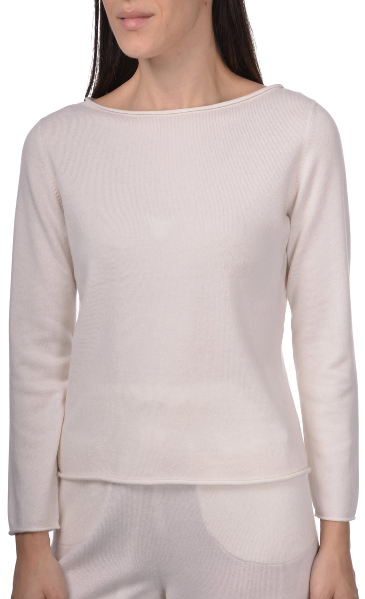 Cozy cream long sleeve knit top for women, casual chic sweater, stylish everyday wear.