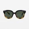 Sunglasses with black and tortoise shell frame and dark green lenses, stylish accessories for sun protection and fashion.