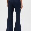 Wide-leg navy dress pants, tailored with a high waist and subtle front pockets, suitable for professional or stylish casual wear.