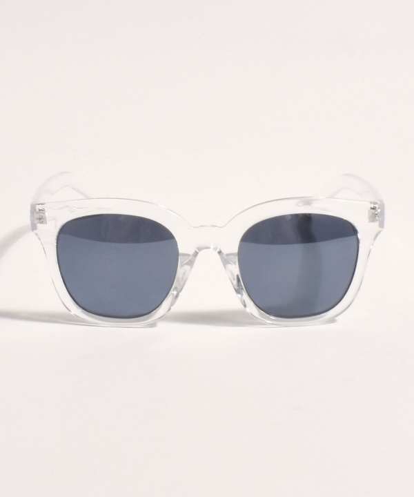 Sunglasses with transparent frame and dark lenses, stylish accessories for fashion and UV protection.