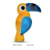 Vibrant toucan-shaped mirror decorative home accessory, colorful tropical bird design, perfect for tropical or nature-themed interior decor, made of durable acrylic material.