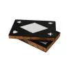 Elegant playing card storage box featuring a black and white card suit design with wood accents, perfect for card collectors and poker enthusiasts.