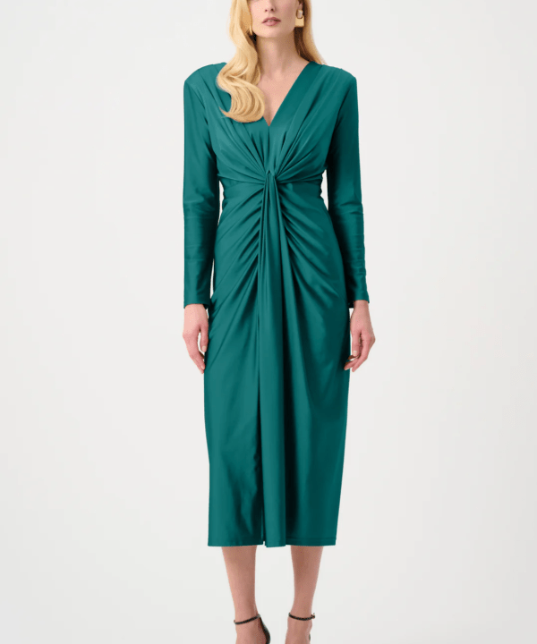 Draped V-Neck Sheath Dress