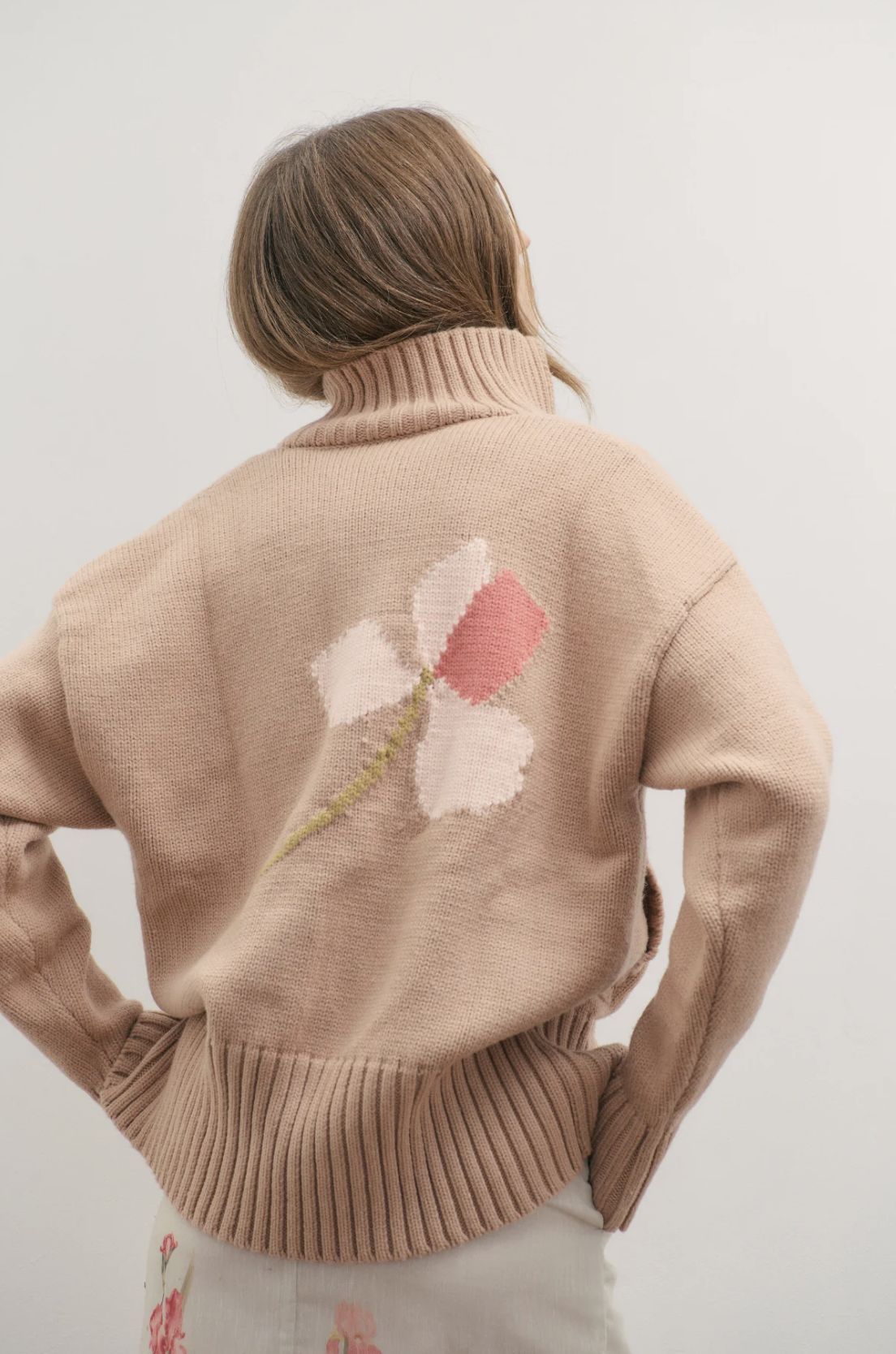 Knit Bomber Flower Cardigan - Image 3