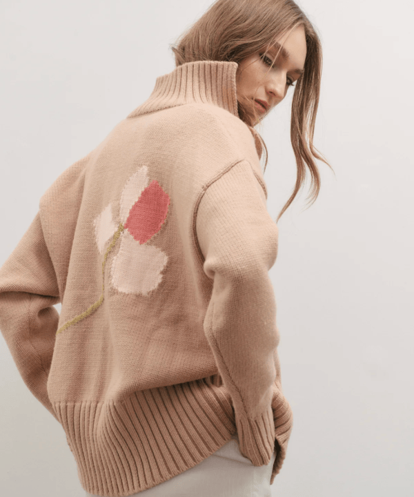 Knit Bomber Flower Cardigan